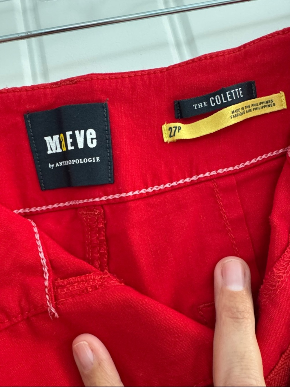 Anthropologie Maeve Colette Wide Legged Cropped Pants in Bright Red - Picture 2 of 3